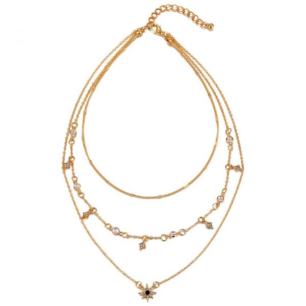 Gelaagde dames ketting goudkleurig Crystal Star