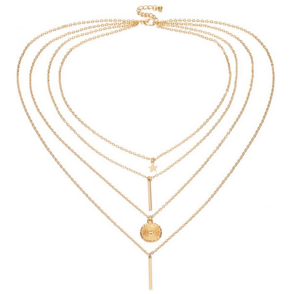 Gelaagde dames ketting goudkleurig Staaf Munt