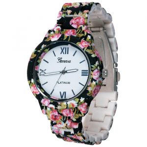 Geneva fashion horloge Flower Black