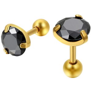 Heren oorbellen Black Royal King Crown Goud