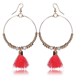 Hoop oorbellen Brinco Kwast Goud Pink