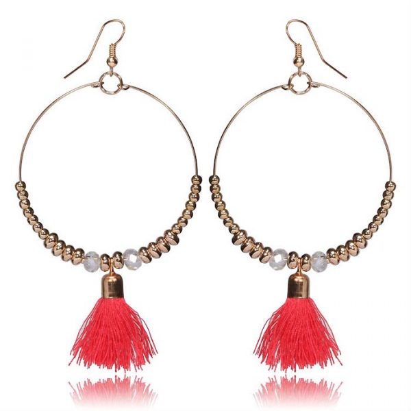 Hoop oorbellen Brinco Kwast Goud Pink