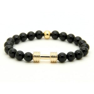 Kralen armband Onyx Dumbbell Gold