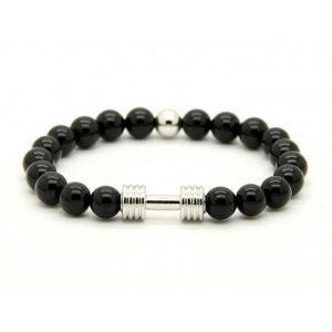 Kralen armband Onyx Dumbbell Silver