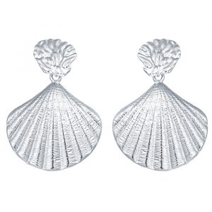 LGT Jewels Damesoorbellen met Open Schelp Volledig Verguld in Zilver