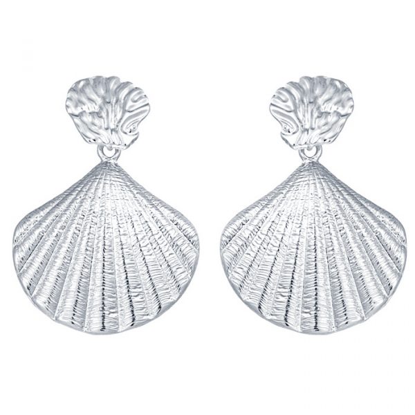 LGT Jewels Damesoorbellen met Open Schelp Volledig Verguld in Zilver