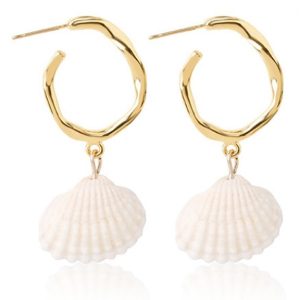 LGT Jewels Vintage Damesoorbellen Verguld met Schelp