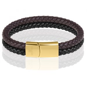 Memphis Dubbele leren armband Duo Color Goud