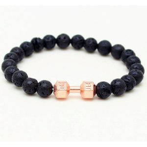 Memphis kralen armband Lavasteen Dumbbell Rose