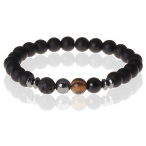 Memphis kralen armband Matte Agaat Gelukssteen Bruin