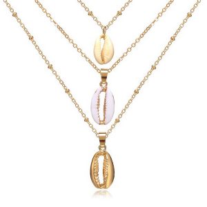 Multi Layer dames ketting Ocean Shell Goudkleurig Wit