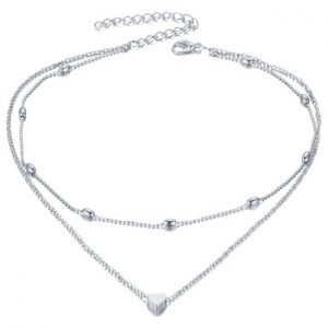 Multilayer dames choker Heartbeat Zilverkleurig