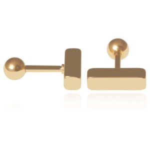 Platte balk staaf oorknoppen Goud