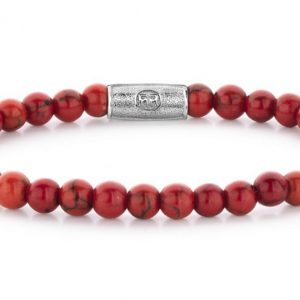 Rebel and Rose RR-60028-S Rekarmband Beads Red Delight zilverkleurig-rood 6 mm M 17,5 cm