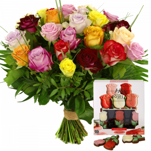 Mixed rozen en rozen chocolade