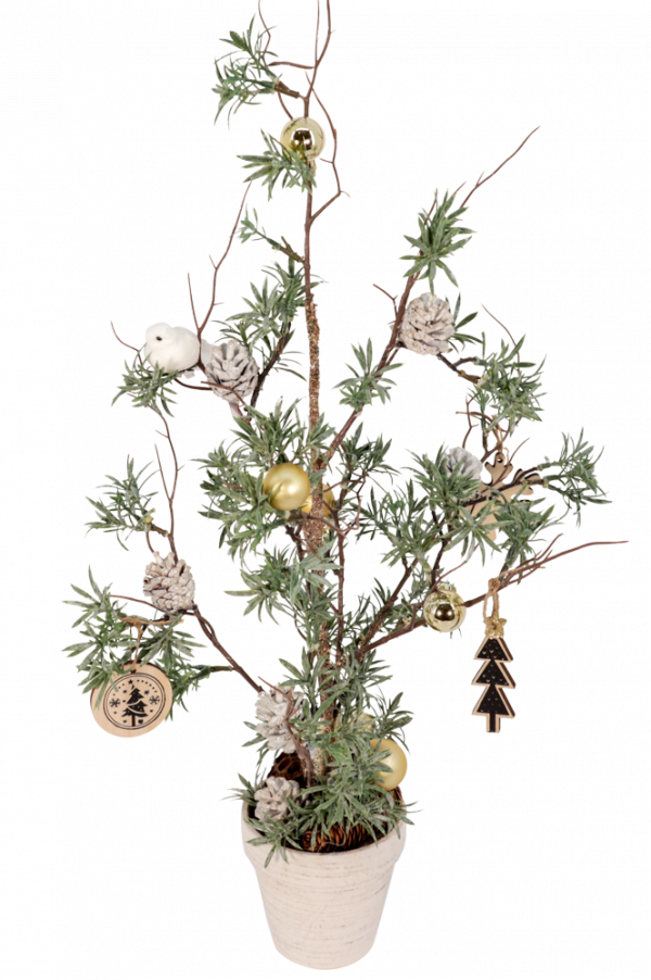 Kunstkerstboom wit goud compleet - Afbeelding 2
