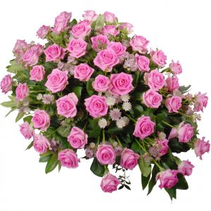 Rouwstuk roze rozen