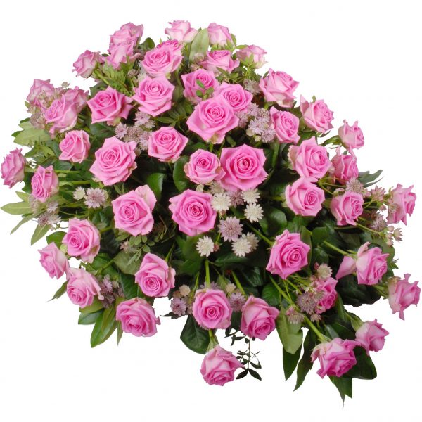 Rouwstuk roze rozen