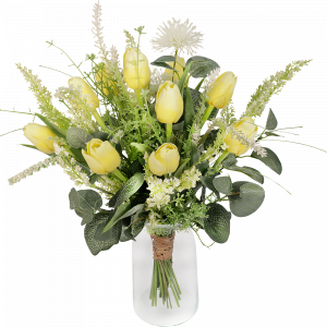 Gele zijde tulpen boeket