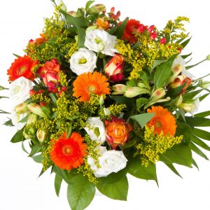 Boeket geel oranje wit