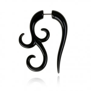 Zwarte Bone oorbel Tribal Tree