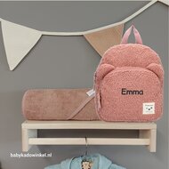Kidzroom Rugtas Babycadeauset Porto Beary Excited Pink met naam