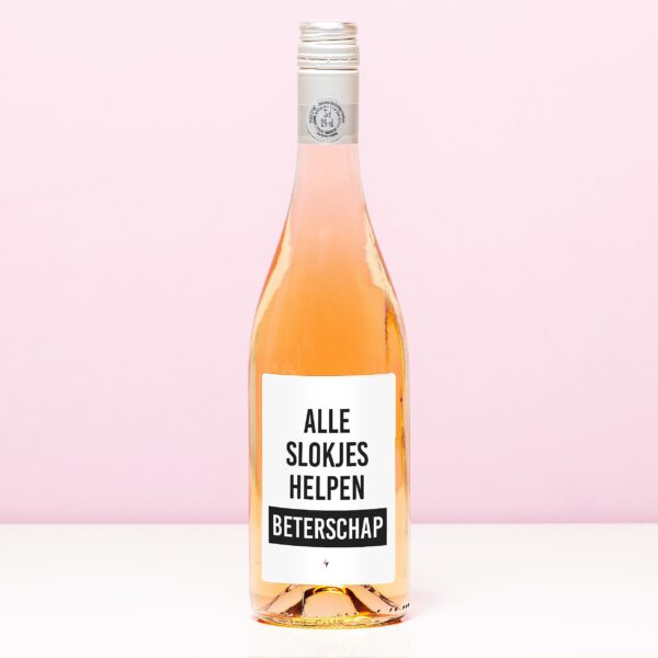 Wijnfles Beterschap Alle Slokjes Helpen - Rosé (Blush Rosé)