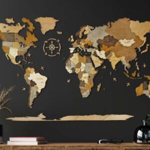Luxe Houten Wereldkaart