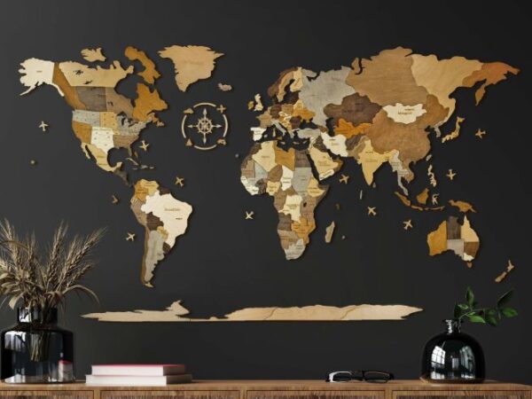 Luxe Houten Wereldkaart