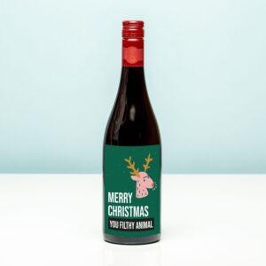 Kerst Wijnfles Merry Christmas You Filthy Animal - Rood (Merlot)