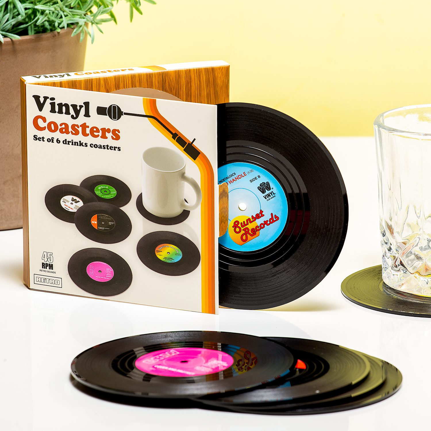 Spinning Hat Vinyl Onderzetters (Set Van 6) 1 Spinning Hat Vinyl Onderzetters (Set Van 6)
