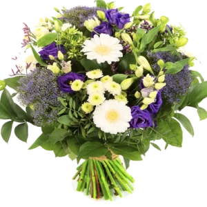 Boeket blauw paars wit