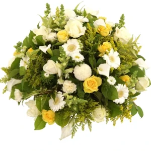 Rouwstuk rond geel wit