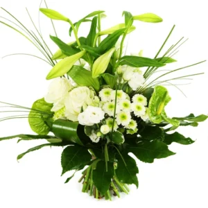 Trendy boeket modern wit groen