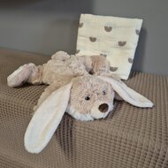 Knuffel Konijntje met swaddle kraamcadeau