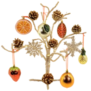 Luxe sierboom met kerst-ornamenten en LED