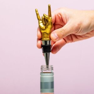 ROCK ON BOTTLE STOPPER - GOLD