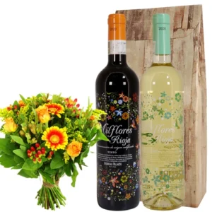 Bloemen wijngeschenk Milflores Rioja Bodegas