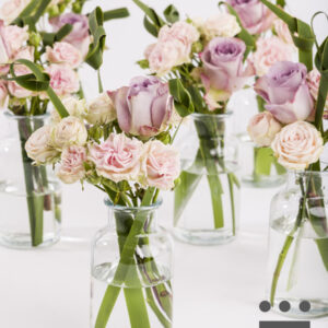 6 pastel tafelstukjes, inclusief vaasjes - Goud | Laag