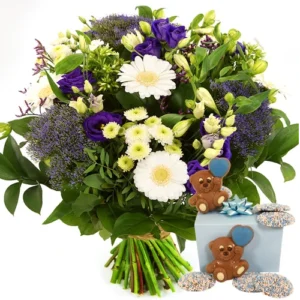 Geboorte boeket jongen + geboorte chocolade