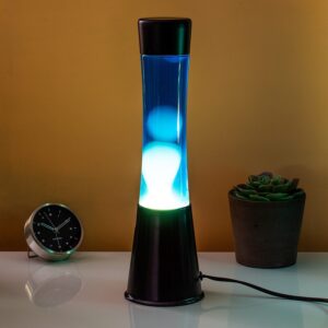 Lavalamp zwart met witte lava
