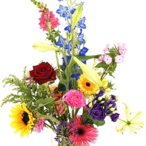 Geplukt seizoens boeket incl. melkbus vaas