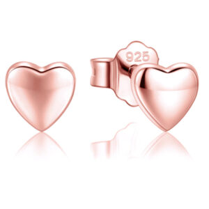 925 Zilveren Dames Oorbellen Hart Rose Kleurig