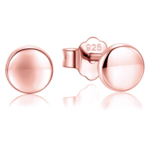 925 Zilveren Knop Oorbellen Rose Kleurig