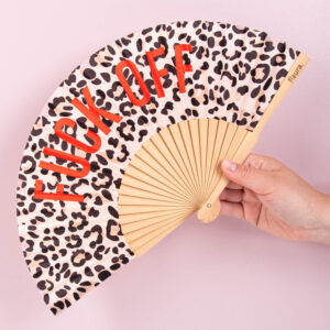 Houten waaier Fuck Off - Luipaard