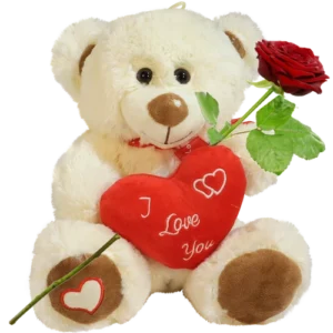 Zittende knuffelbeer ca. 28cm rood hart