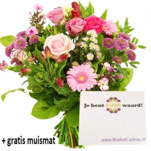 Roze boeket muismat