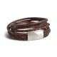 Luxe dubbele heren armband leer graveren - Bruin - M