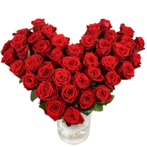 Hart boeket rode rozen ca. 41 cm doorsnede