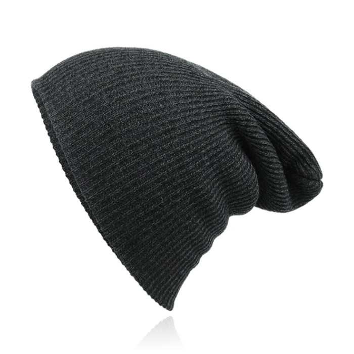 Beanie Muts in Katoenblend voor Mannen - Donkergrijs 1 Beanie Muts in Katoenblend voor Mannen - Donkergrijs